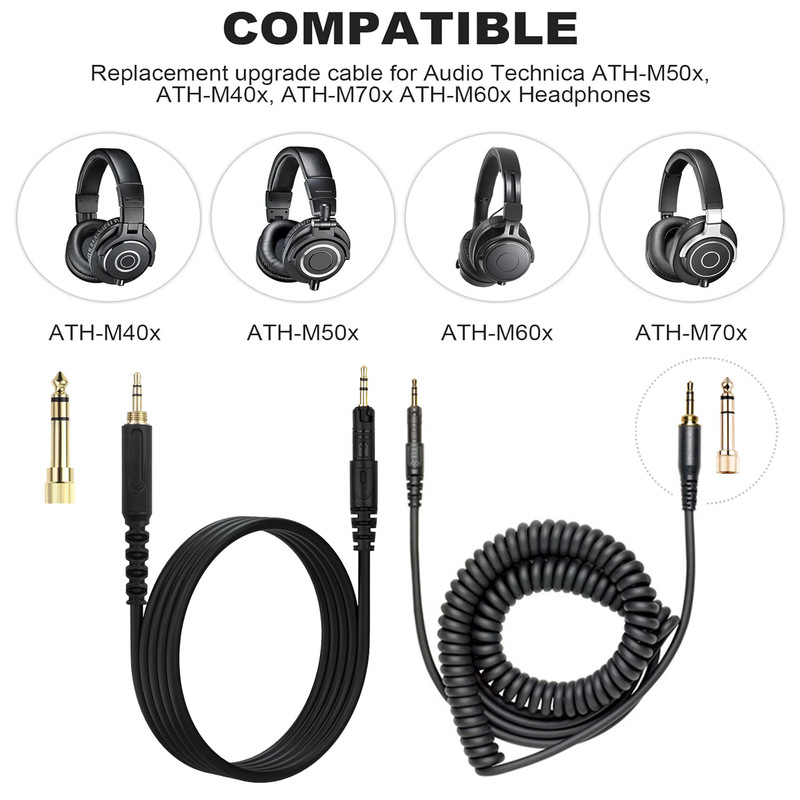 Audio Technica Headphone Ath-M50X - Câble audio enroulé de remplacement, compatible